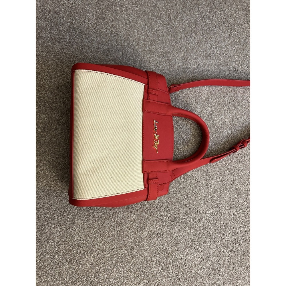Luv Betsey by Betsey Johnson Satchel Womens Small Red Cream NEW Heart Crossbody - Picture 10 of 15
